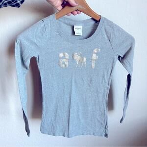 Abercrombie kids casual long sleeve gray graphic tee shirt kids girls size small